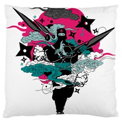 Japan Ninja-japanese-samurai-color- Large Premium Plush Fleece Cushion Case (two Sides) by 99art