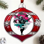 Japan Ninja-japanese-samurai-color- Metal Snowflake And Bell Red Ornament Front