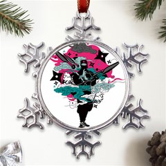 Japan Ninja-japanese-samurai-color- Metal Large Snowflake Ornament by 99art