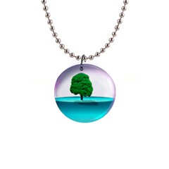 Crystal-ball-sphere-cartoon Color Background 1  Button Necklace by 99art