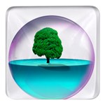 Crystal-ball-sphere-cartoon Color Background Square Glass Fridge Magnet (4 pack) Front