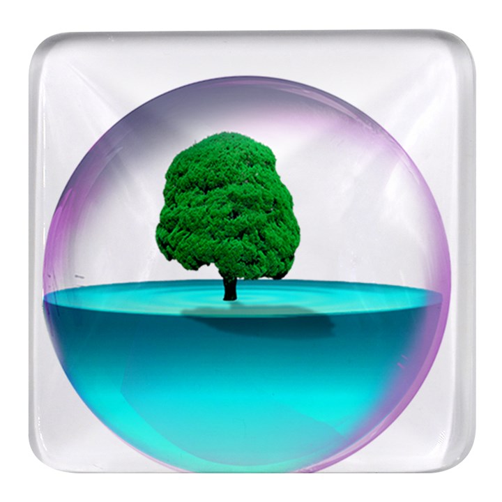 Crystal-ball-sphere-cartoon Color Background Square Glass Fridge Magnet (4 pack)