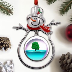 Crystal-ball-sphere-cartoon Color Background Metal Snowman Ornament