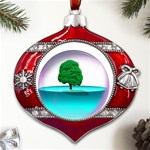 Crystal-ball-sphere-cartoon Color Background Metal Snowflake And Bell Red Ornament Front