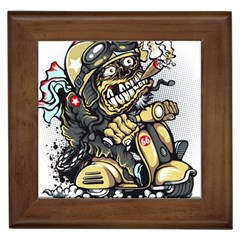 Scooter-motorcycle-boot-cartoon-vector Framed Tile by 99art