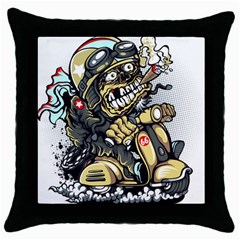 Scooter-motorcycle-boot-cartoon-vector Throw Pillow Case (black) by 99art