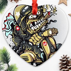 Scooter-motorcycle-boot-cartoon-vector Heart Ornament (two Sides)