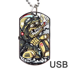 Scooter-motorcycle-boot-cartoon-vector Dog Tag Usb Flash (one Side) by 99art