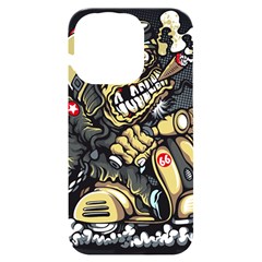 Scooter-motorcycle-boot-cartoon-vector Iphone 14 Pro Black Uv Print Case by 99art