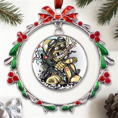 Scooter-motorcycle-boot-cartoon-vector Metal X mas Wreath Ribbon Ornament