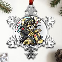 Scooter-motorcycle-boot-cartoon-vector Metal Small Snowflake Ornament by 99art