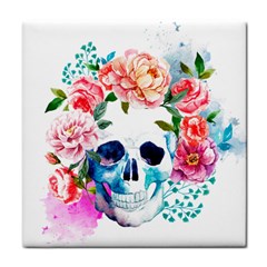 Day Of The Dead Skull Art Tile Coaster by 99art