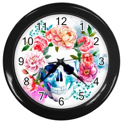 Day Of The Dead Skull Art Wall Clock (black) by 99art