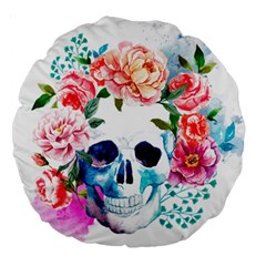 Day Of The Dead Skull Art Large 18  Premium Round Cushions by 99art