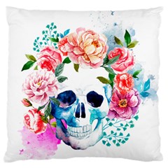 Day Of The Dead Skull Art Large Premium Plush Fleece Cushion Case (one Side) by 99art