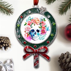 Day Of The Dead Skull Art Metal X mas Lollipop With Crystal Ornament