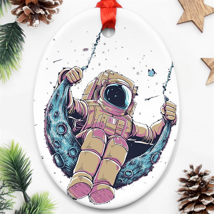 Drawing-astronaut Ornament (Oval)