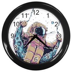 Drawing-astronaut Wall Clock (black) by 99art