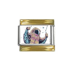 Drawing-astronaut Gold Trim Italian Charm (9mm) by 99art