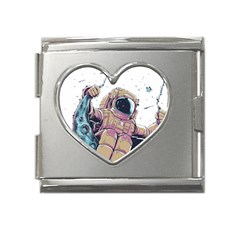 Drawing-astronaut Mega Link Heart Italian Charm (18mm) by 99art