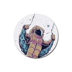 Drawing-astronaut Rubber Coaster (round) by 99art