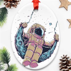 Drawing-astronaut Oval Ornament (two Sides) by 99art