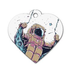 Drawing-astronaut Dog Tag Heart (two Sides) by 99art