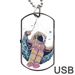 Drawing-astronaut Dog Tag Usb Flash (one Side) by 99art