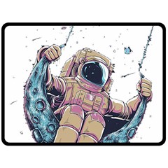 Drawing-astronaut Two Sides Fleece Blanket (large) by 99art