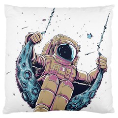 Drawing-astronaut Large Premium Plush Fleece Cushion Case (one Side) by 99art