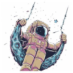 Drawing-astronaut Wooden Puzzle Square by 99art