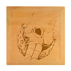 Drawing-astronaut Wood Photo Frame Cube