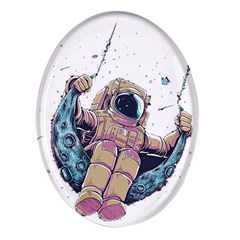 Drawing-astronaut Oval Glass Fridge Magnet (4 Pack) by 99art