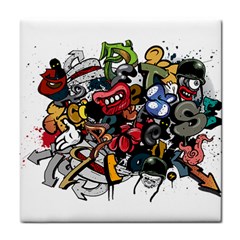 Mural Graffiti Paint Tile Coaster by 99art