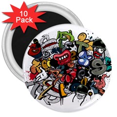 Mural Graffiti Paint 3  Magnets (10 Pack)  by 99art