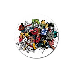 Mural Graffiti Paint Magnet 3  (round) by 99art