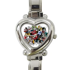 Mural Graffiti Paint Heart Italian Charm Watch by 99art