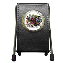 Mural Graffiti Paint Pen Holder Desk Clock