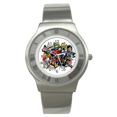 Mural Graffiti Paint Stainless Steel Watch