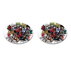 Mural Graffiti Paint Cufflinks (oval)