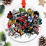 Mural Graffiti Paint Round Ornament (Two Sides) Front