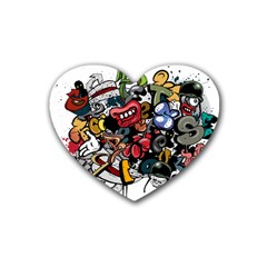 Mural Graffiti Paint Rubber Coaster (heart) by 99art