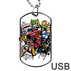 Mural Graffiti Paint Dog Tag Usb Flash (two Sides) by 99art