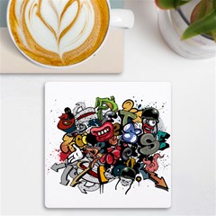 Mural Graffiti Paint Uv Print Square Tile Coaster  by 99art