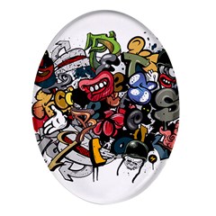 Mural Graffiti Paint Oval Glass Fridge Magnet (4 Pack)