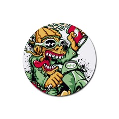 Scooter-motorcycle-graffiti Rubber Round Coaster (4 Pack) by 99art