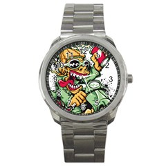 Scooter-motorcycle-graffiti Sport Metal Watch by 99art