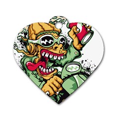 Scooter-motorcycle-graffiti Dog Tag Heart (two Sides) by 99art