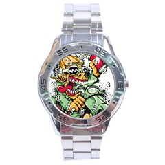 Scooter-motorcycle-graffiti Stainless Steel Analogue Watch by 99art