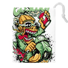 Scooter-motorcycle-graffiti Drawstring Pouch (5xl) by 99art